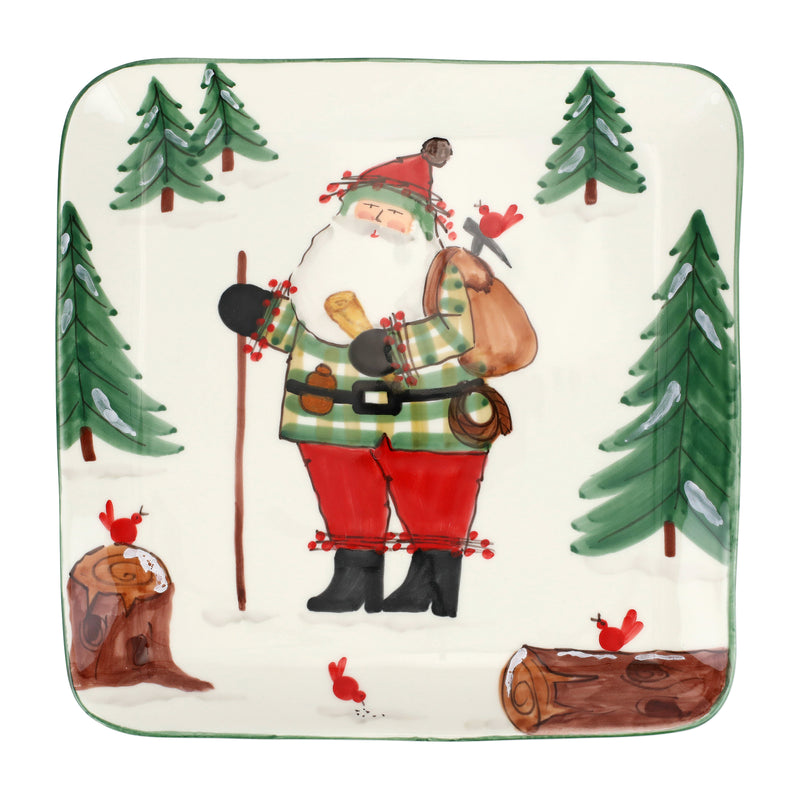 Old St. Nick Large Square Platter W/ Hiker