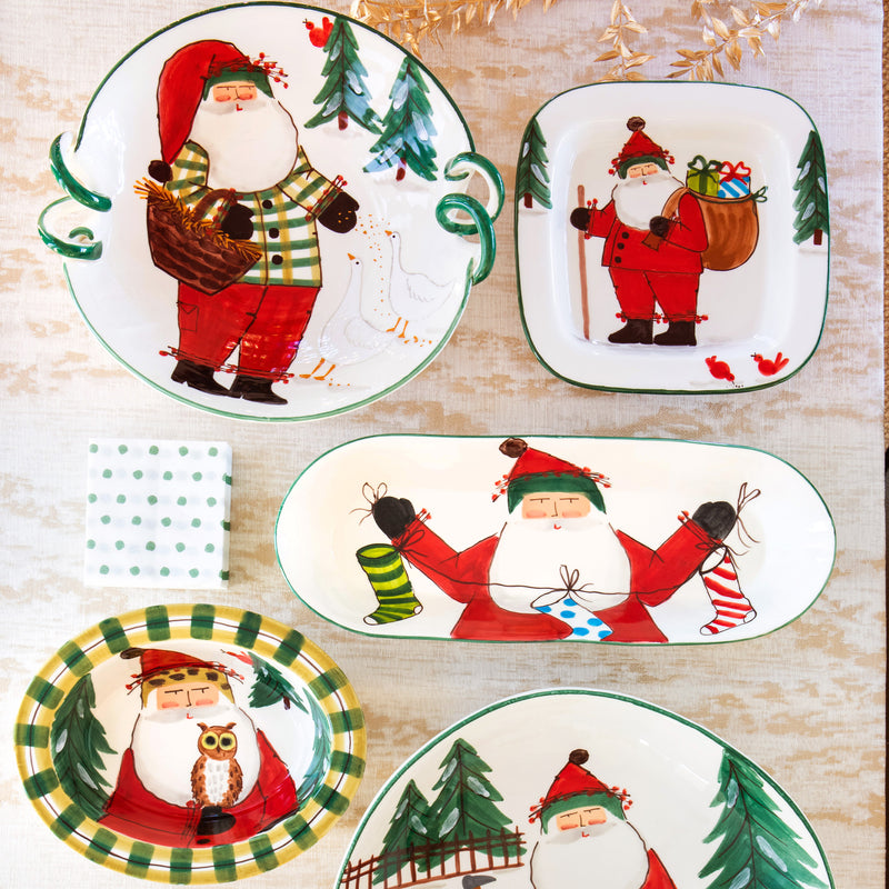 Old St. Nick Large Square Platter W/ Hiker