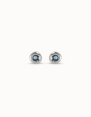 Earrings With Faceted Blue Crystal