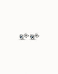 Earrings With Faceted Blue Crystal