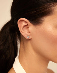 Earrings With Faceted Blue Crystal