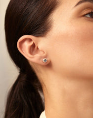 Earrings With Faceted Blue Crystal