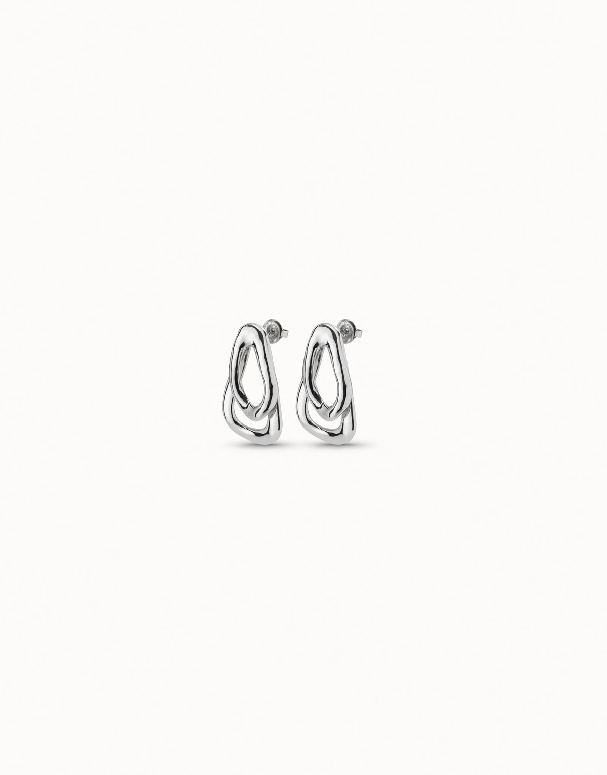 Earrings With 2 Overlapping Links - Silver
