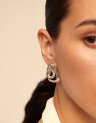 Earrings With 2 Overlapping Links - Silver