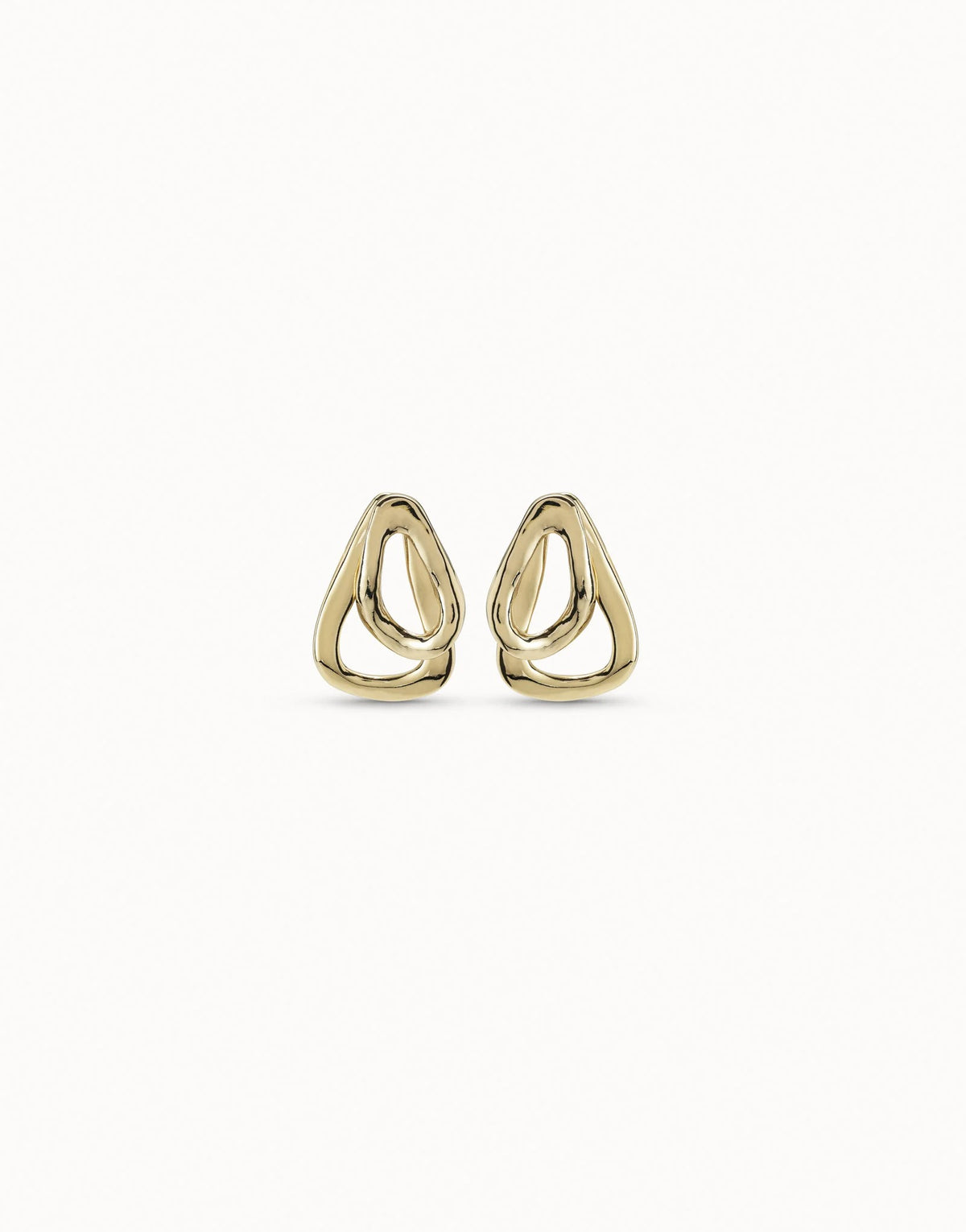 Earrings With 2 Overlapping Links - Gold