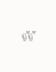 Stud Earrings Oval Shape And Faceted Crystal - Silver