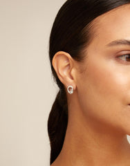 Stud Earrings Oval Shape And Faceted Crystal - Silver