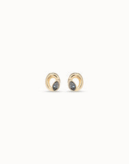 Stud Earrings Oval Shape And Faceted Crystal - Gold
