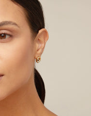 Stud Earrings Oval Shape And Faceted Crystal - Gold