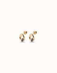 Stud Earrings Oval Shape And Faceted Crystal - Gold