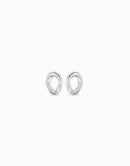 Stud Earrings With Small Oval Link Shape - Silver
