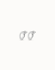 Stud Earrings With Small Oval Link Shape - Silver