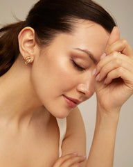 Earring With Small Oval Link Shape - Gold