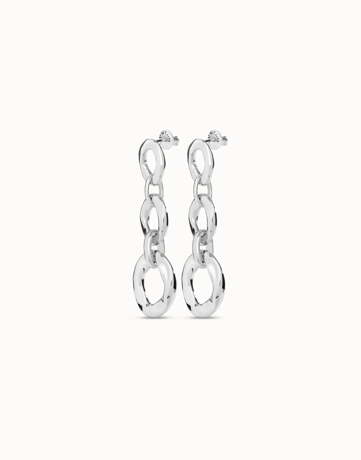 Earrings With 3 Links Of Two Different Sizes - Silver