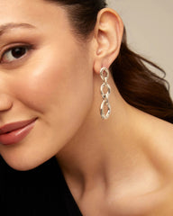 Earrings With 3 Links Of Two Different Sizes - Silver