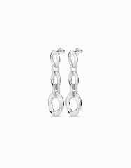 Earrings With 3 Links Of Two Different Sizes - Silver