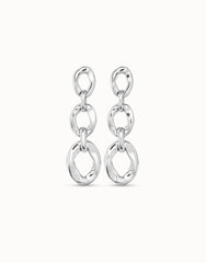 Earrings With 3 Links Of Two Different Sizes - Silver