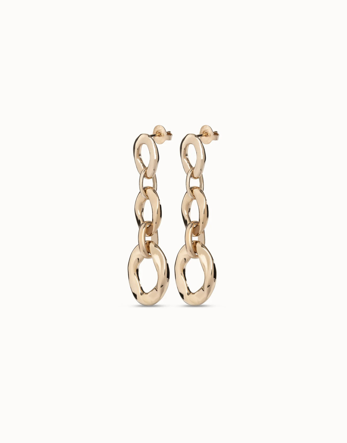 Earring With 3 Links Of Two Different Sizes - Gold