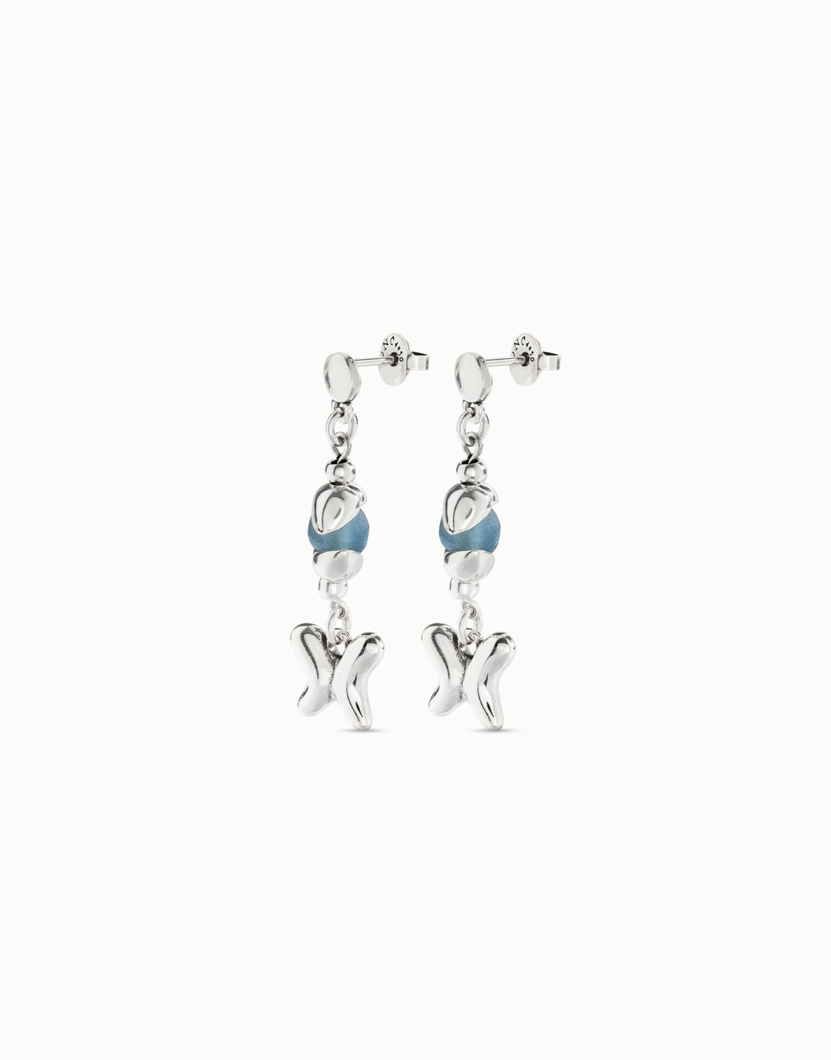 Earrings With Blue Crystals and Butterfly