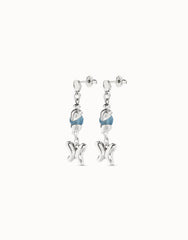 Earrings With Blue Crystals and Butterfly