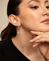 Earrings With Blue Crystals and Butterfly
