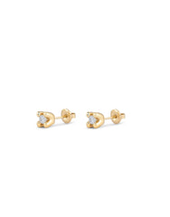Stud Earrings With White Zircon - Gold