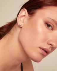Stud Earrings With White Zircon - Gold