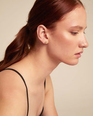 Stud Earrings With White Zircon - Gold
