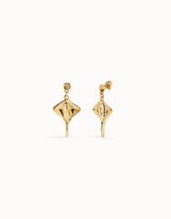 Earrings In The Shape Of A Stingray - Gold