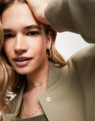 Hoop Earrings With White Topaz - Silver