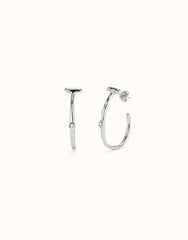 Hoop Earrings With White Topaz - Silver