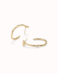 Hoop Earrings With White Topaz - Gold