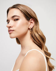 Hoop Earrings With White Topaz - Gold