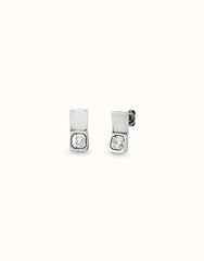 Stud Earrings With White Faceted Crystal