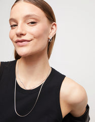Double Hoop Earrings With White Topaz - Silver