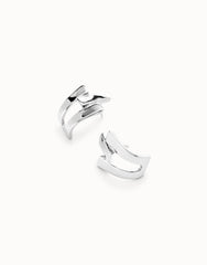 Triple-Curve Stud Earrings - Silver