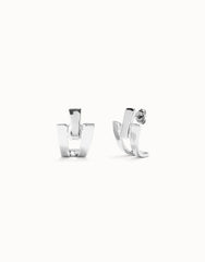 Triple-Curve Stud Earrings - Silver