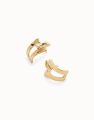 Triple-Curve Stud Earrings - Gold