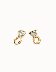 Drop Earrings With Multicolor Crystals - Gold
