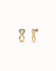 Drop Earrings With Multicolor Crystals - Gold
