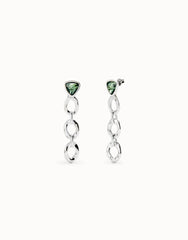 Drop Earrings With Links And Green Glass