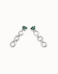 Drop Earrings With Links And Green Glass