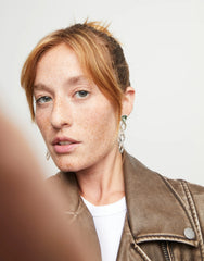 Drop Earrings With Links And Green Glass