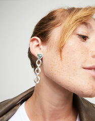 Drop Earrings With Links And Green Glass