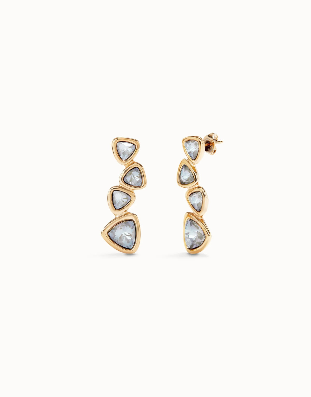 Drop Earrings With 4 Multicolor Crystals - Gold