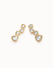 Drop Earrings With 4 Multicolor Crystals - Gold