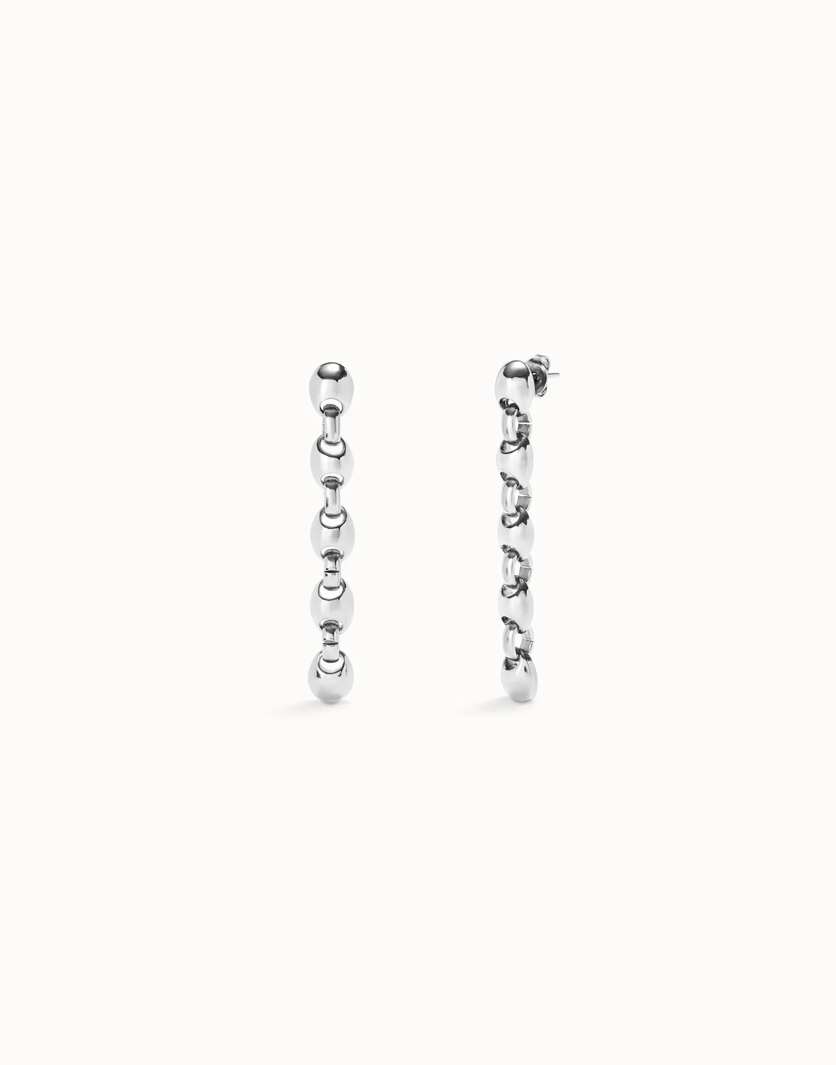 Drop Earrings With Bead Shaped Links - Silver