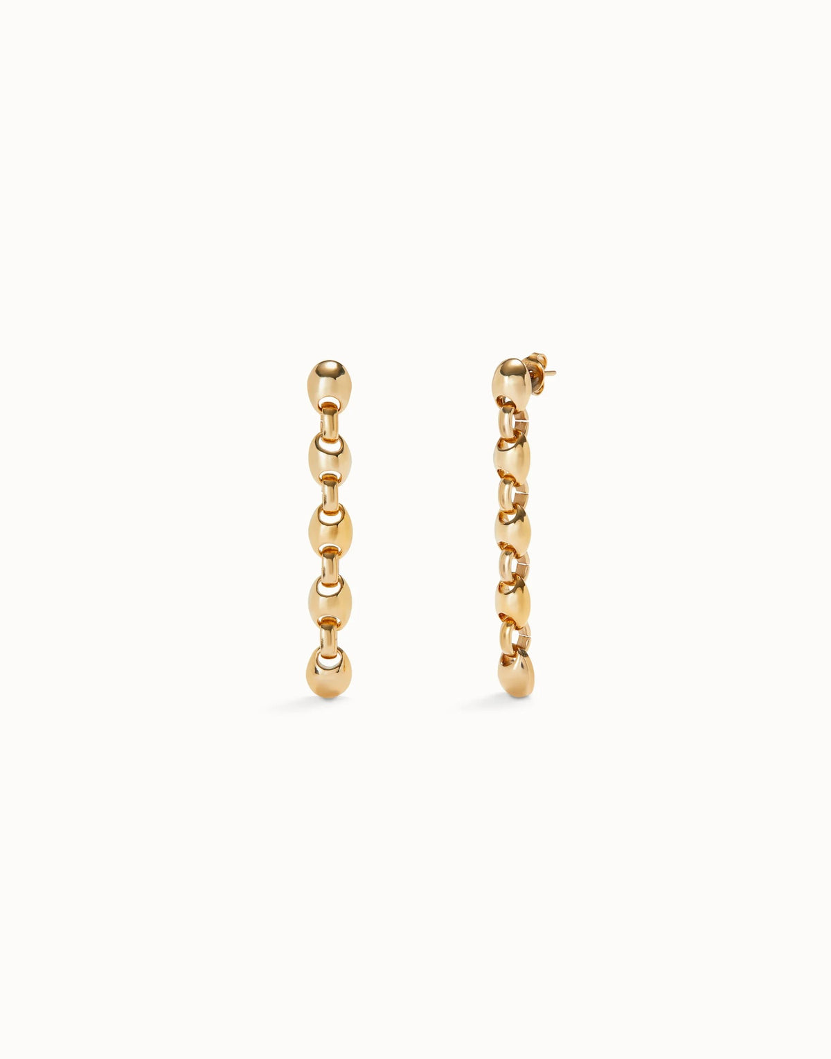 Drop Earrings With Bead Shaped Links - Gold