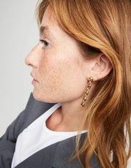 Drop Earrings With Bead Shaped Links - Gold