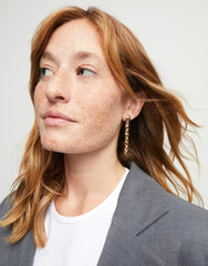 Drop Earrings With Bead Shaped Links - Gold